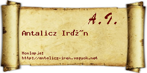 Antalicz Irén névjegykártya