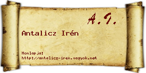 Antalicz Irén névjegykártya